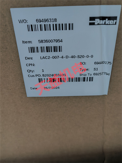 天益機電供應 PARKER 2024工業產品 "P1F-6063RN 1" "5836007954 LAC2-007-4-D-40-S20-0-0" "PG-10320-002-2" "DG103 2